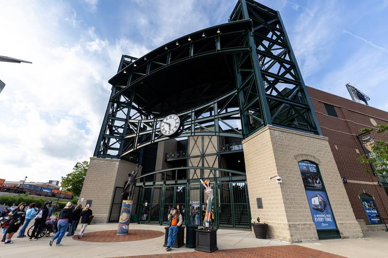 Fans arrive at Duly Health And Care Field for the home opener of the Joliet Slammers on on Friday, May 8, 2026.