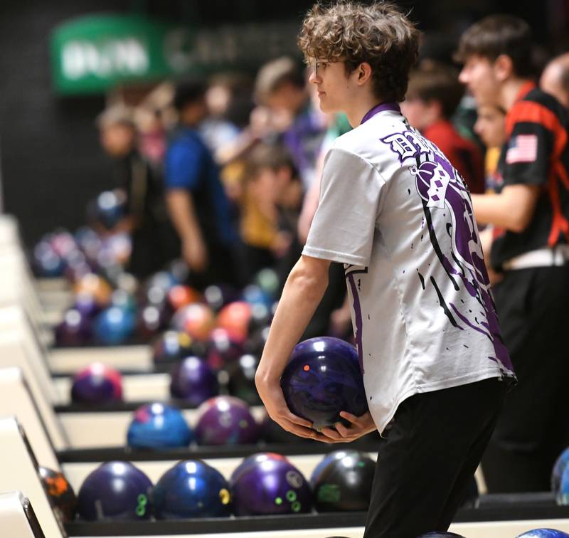 Dixon's Clark Bonnewell bowls at the IHSA bowling sectional at Don Carter Lanes in Rockford on Saturday, Jan. 21.