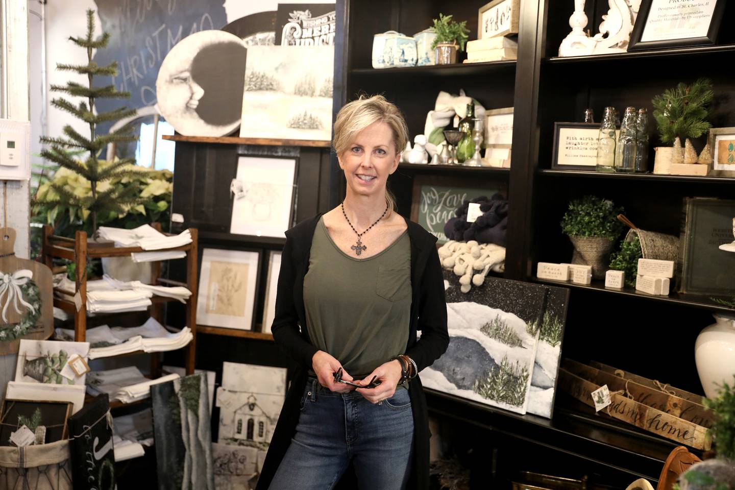 St. Charles resident Julie Norkus owns Fragments and is a vendor at Trend + Relic in St. Charles. She specializes in her paintings, which she has printed on tea towels, pillows, cards and other gift items.