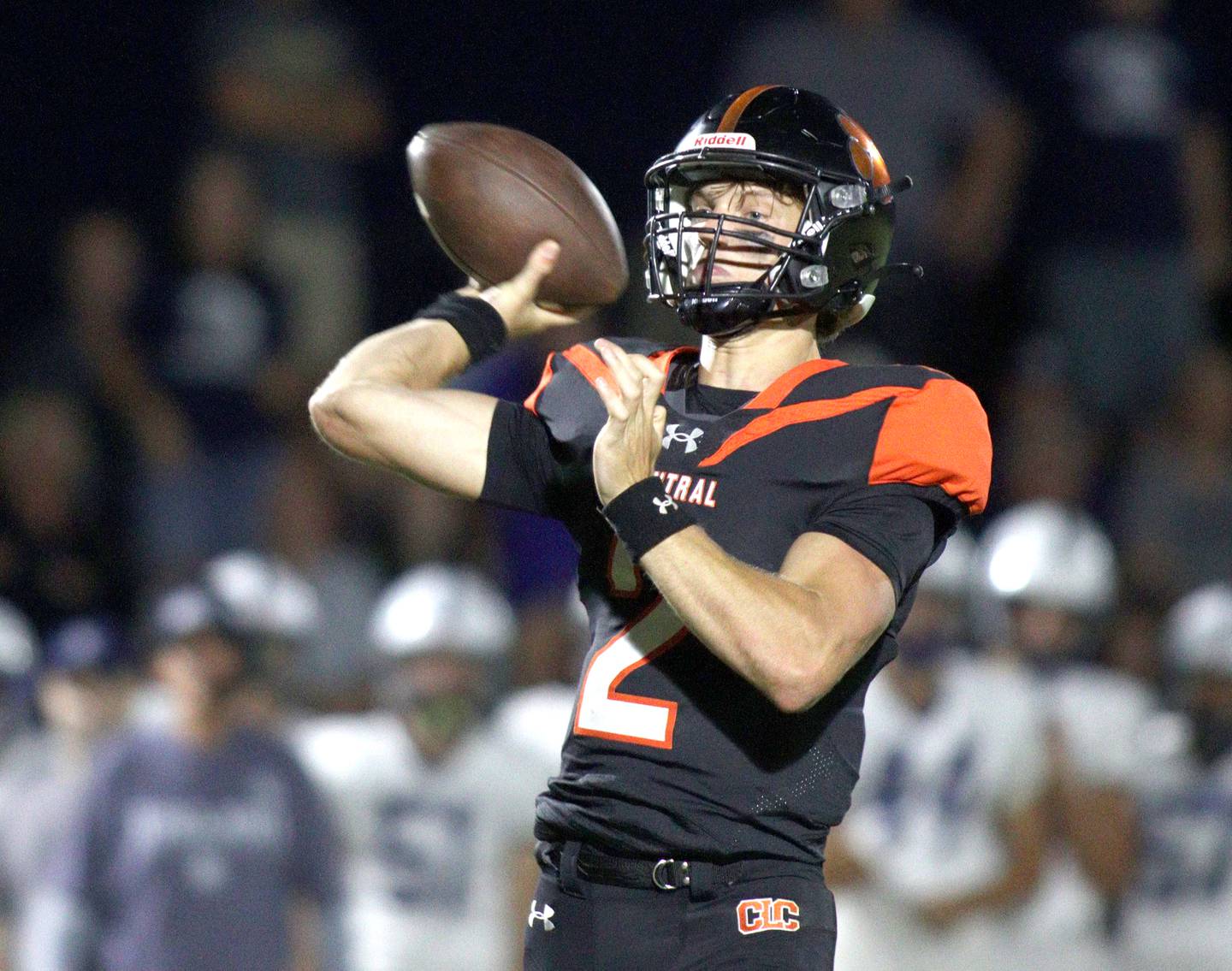 Crystal Lake Central’s Jason Penza delivers a pass against Cary-Grove in varsity football at Metcalf Field in Crystal Lake Friday night.