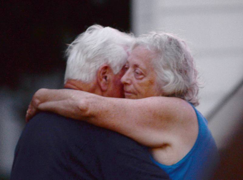 Cheryl and Ron Zolver of Byron dance to one of the tunes played by the Chicago Tribute Anthology during the Jamboree Concert Series in Mt. Morris on Friday, July 25, 2025. Cheryl and Ron have been married for 58 years.