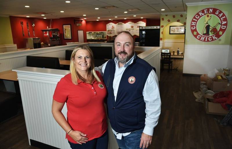 Kim and Garrett Seaman will open Chicken Salad Chick on Tuesday in Batavia. It will be the national chain's first location in the Chicago area.