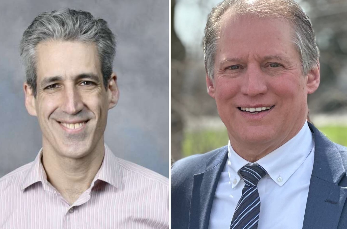 Daniel Biss, left, and John Elleson were leading in the 2026 Democratic and Republican primaries, respectively, for Illinois' 9th Congressional District.