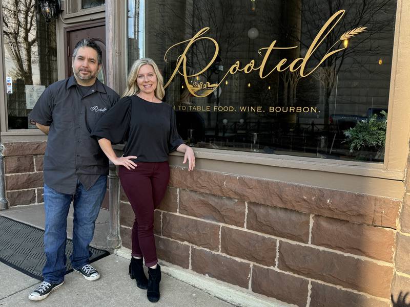 Rooted Minooka, the new farm to table restaurant located at 125 W. Mondamin St. In Minooka is owned by Eddie Duracka (left) and Brenda Keener.