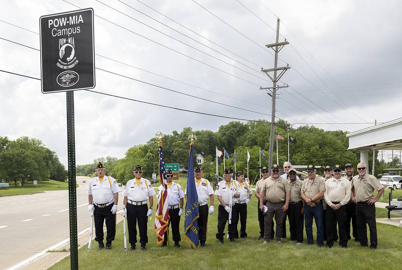 New signage is unveiled Sunday, June 8, 2025, officially marking Dixon as a POW-MIA city.
