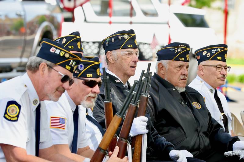 Veterans listen to Monday's Memorial Day Services in Princeton.