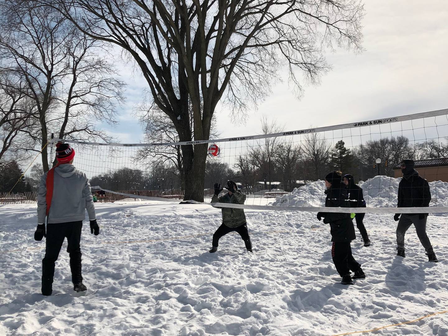 The Snow Volleyball Tournament was held last year for the first time at Main Beach. It will take place this year on Saturday, Feb. 19, 2022, as part of Chilly Fest.