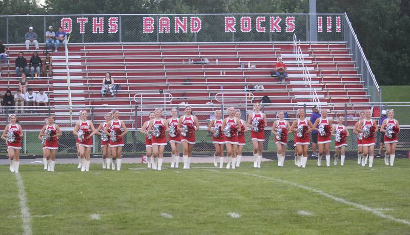 Members of the Ottawa poms squad perform before the game against Plano on Friday, Aug. 30, 2024 at King Field.