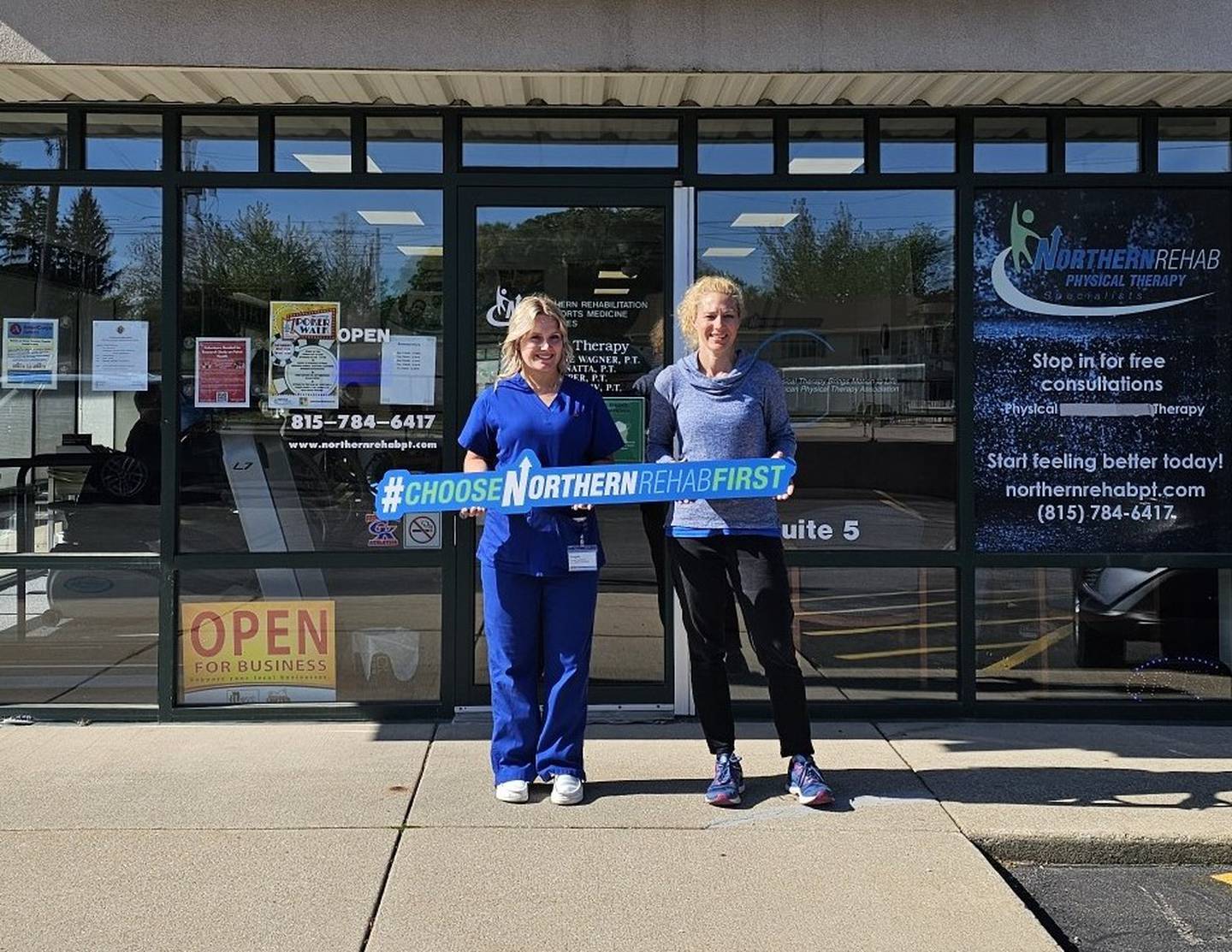 Reagan Tomlinson (left), pictured with Northern Rehab’s physical therapist Melissa Wagner, is one of the practice's two scholarship recipients for 2024.