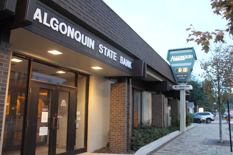 Algonquin State Bank, pictured on Oct. 11, 2023, may be renovated into a restaurant and commercial space.