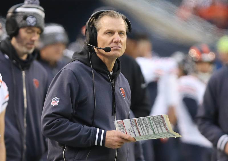 Chicago Bears Head Coach Matt Eberflus watches his team during their game against the Arizona Cardinals Sunday, Dec. 24, 2023, at Soldier Field in Chicago.