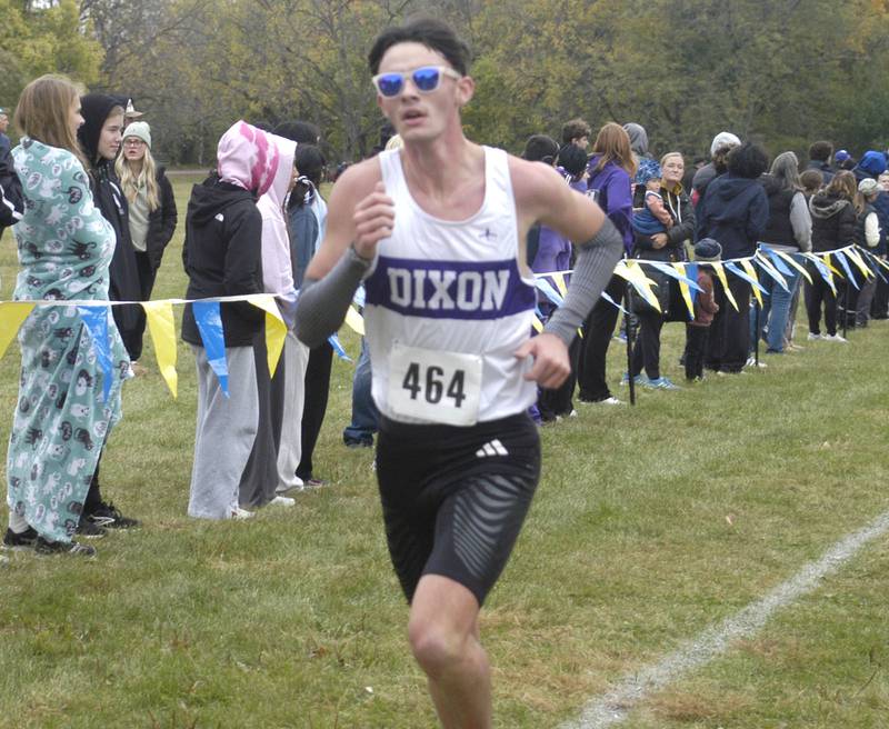 Fourth place finisher Dean Geiger of Dixon heads for the finish. His time was 15:36.86. Sterling hosted their Cross Country final at Hoover Park on Saturday, October 25, 2025.