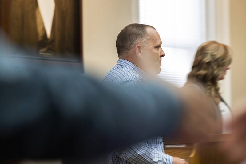 Matthew Herpstreith is shown in the Carroll County courtroom Wednesday, April 23, 2025, after pleading not guilty to causing the death of Jackson Kradle.
