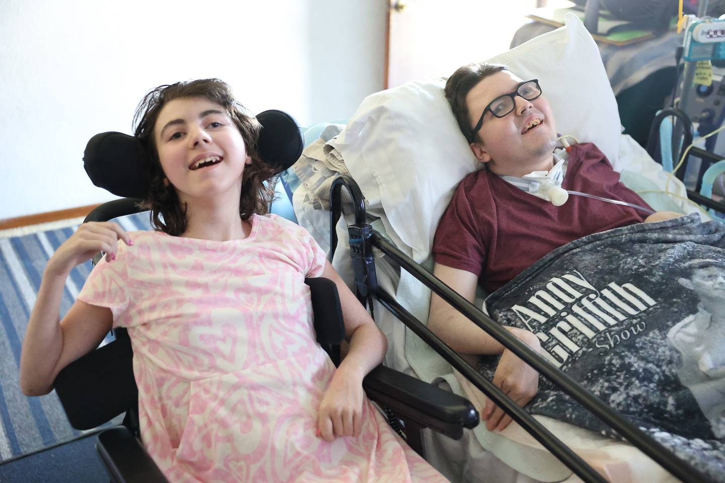 Alyssa Pens and her brother Anthony share a laugh on Monday, March 11, 2024 in Coal City.