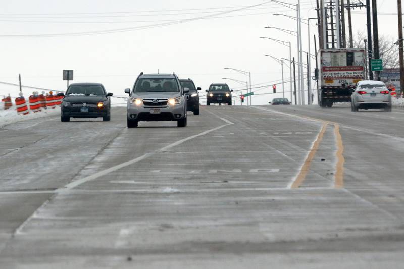 Traffic is seen along Randall Road on Wednesday, Dec. 30, 2020 in Lake in the Hills.