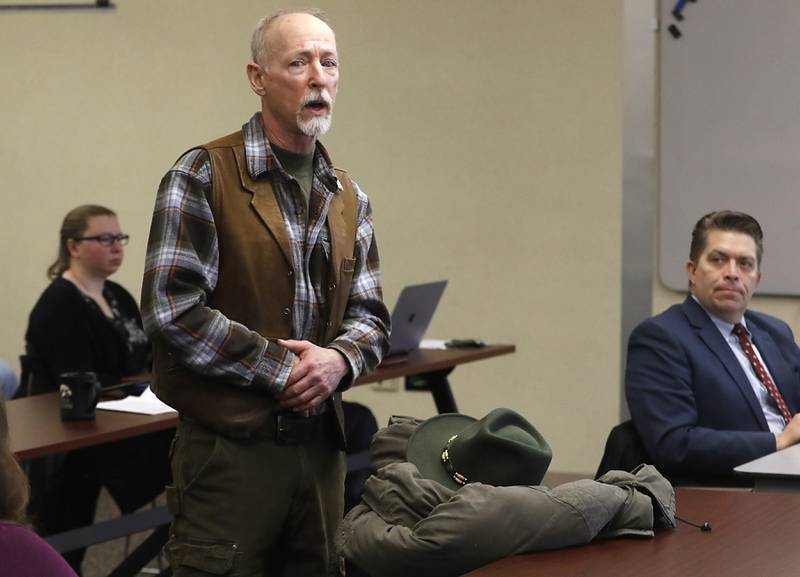 Mark Wood addresses McHenry County's Law and Government Committee on Tuesday, Jan. 31, 2023, at the McHenry County Administration Building. The committee held a public comment period before it considered a resolution to oppose Illinois' newest gun ban and support its repeal.