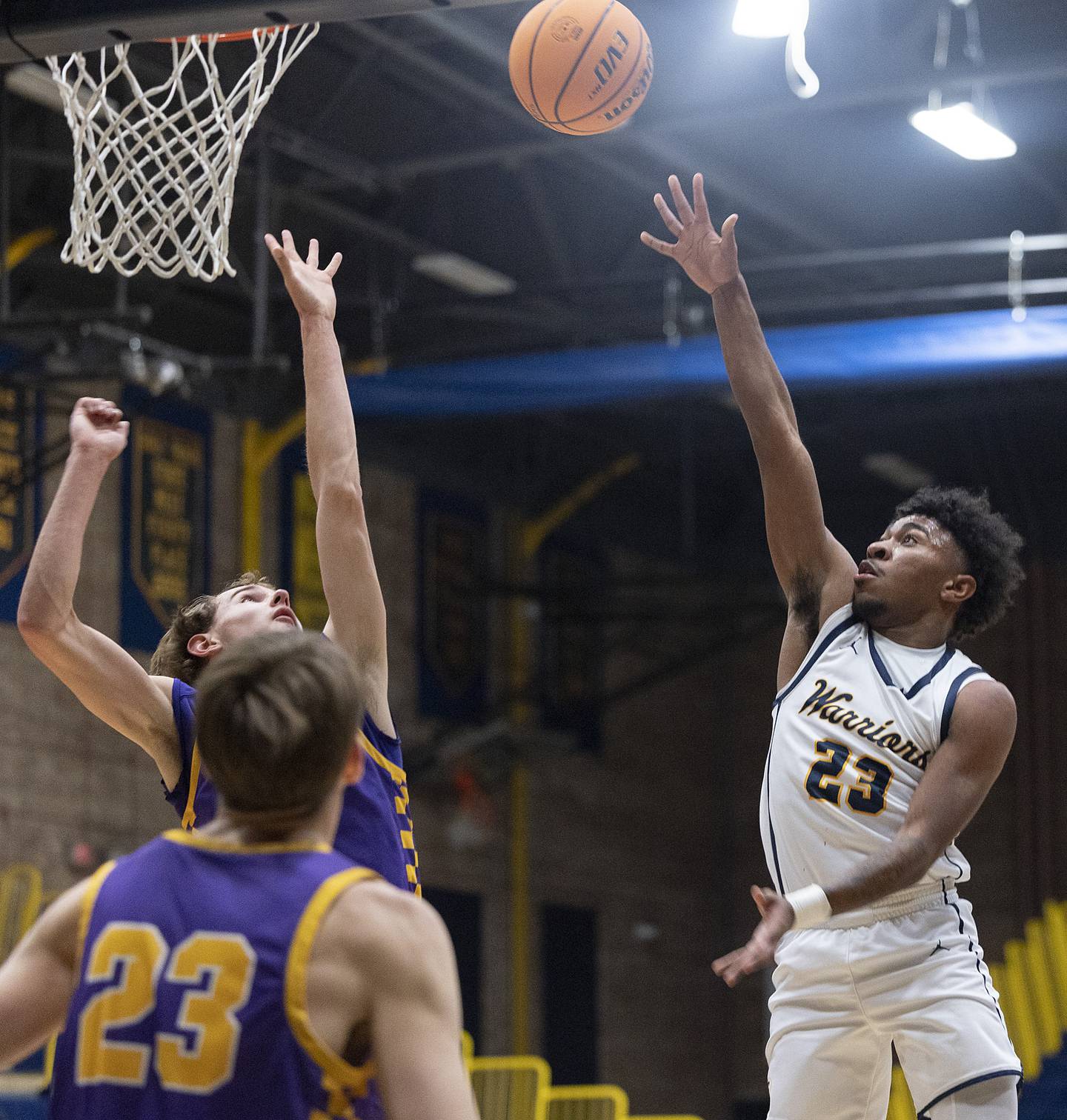 Sterling’s Kaedon Phillips puts up a shot against Sherrard Monday, Dec. 16, 2024, at Sterling High School.