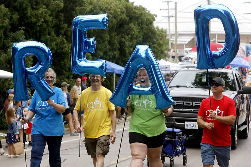 “Read” is the message from the Crystal Lake Public Library on Sunday, July 2, 2023 during Crystal Lake’s annual Independence Day Parade on Dole Avenue in Crystal Lake. This year’s parade feature close to 100 units.