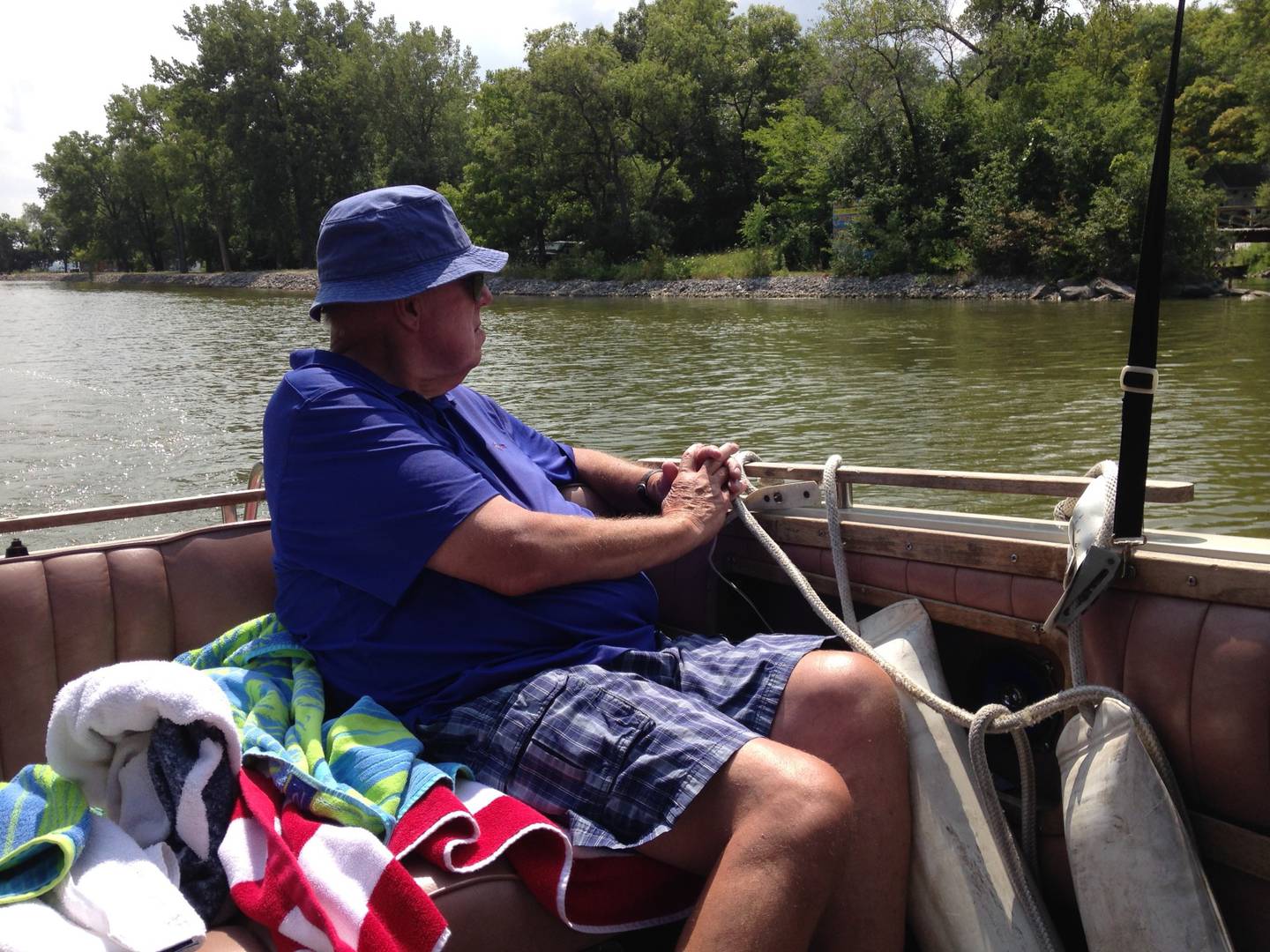 John Mack Jr., boating on the Chain O Lakes before his July 2020 death. A wallet and ID belonging to Mack was found on Father's Day and returned to his sons.