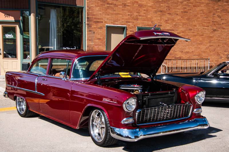 A 1955 Chevy at the Morris Cruise Night on Saturday.