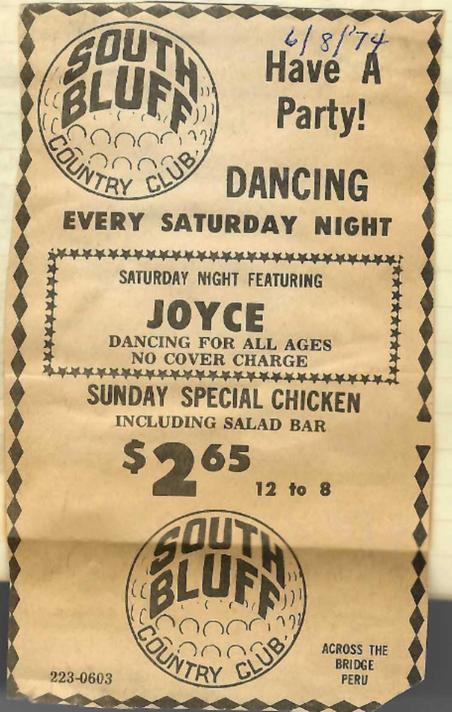 A newspaper clipping advertising one of Joyce Piercy's performances.