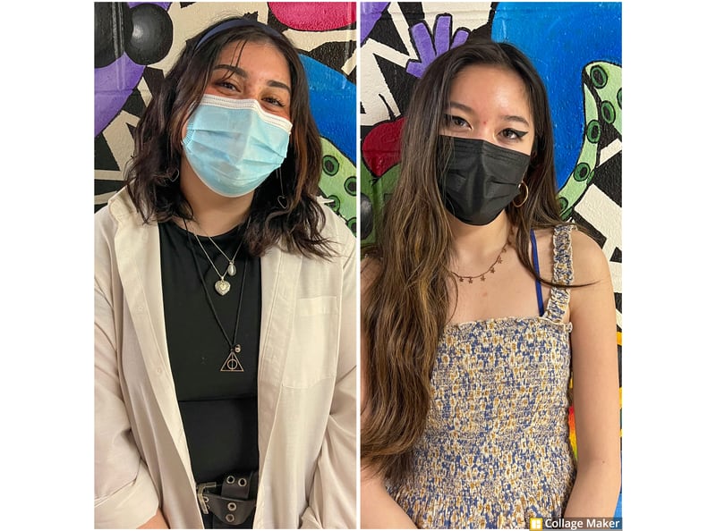 Two Plainfield South High School seniors recently earned national recognition from the Scholastic Art & Writing Awards for their artwork. Pictured are, from left, are Vivianne Angulo and Alyse Slawinski.