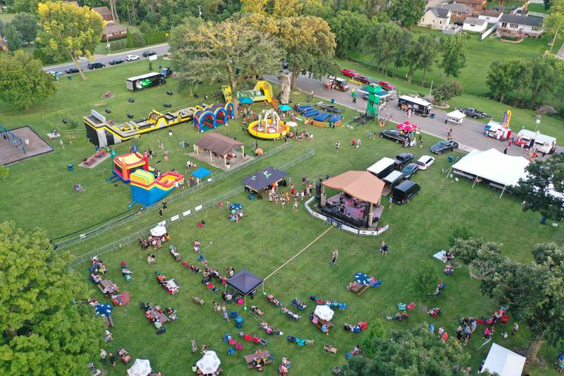 An aerial view of the Taste of the Illinois Valley on Saturday, Aug. 3, 2024 at Centennial Park in Peru. a