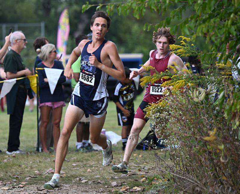 Eventual winner Jameson Tenopir of Cary-Grove has the lead during the Bill Dawson Invitational at Warren Township High School on Saturday, Sept. 20, 2025 in Gurnee.