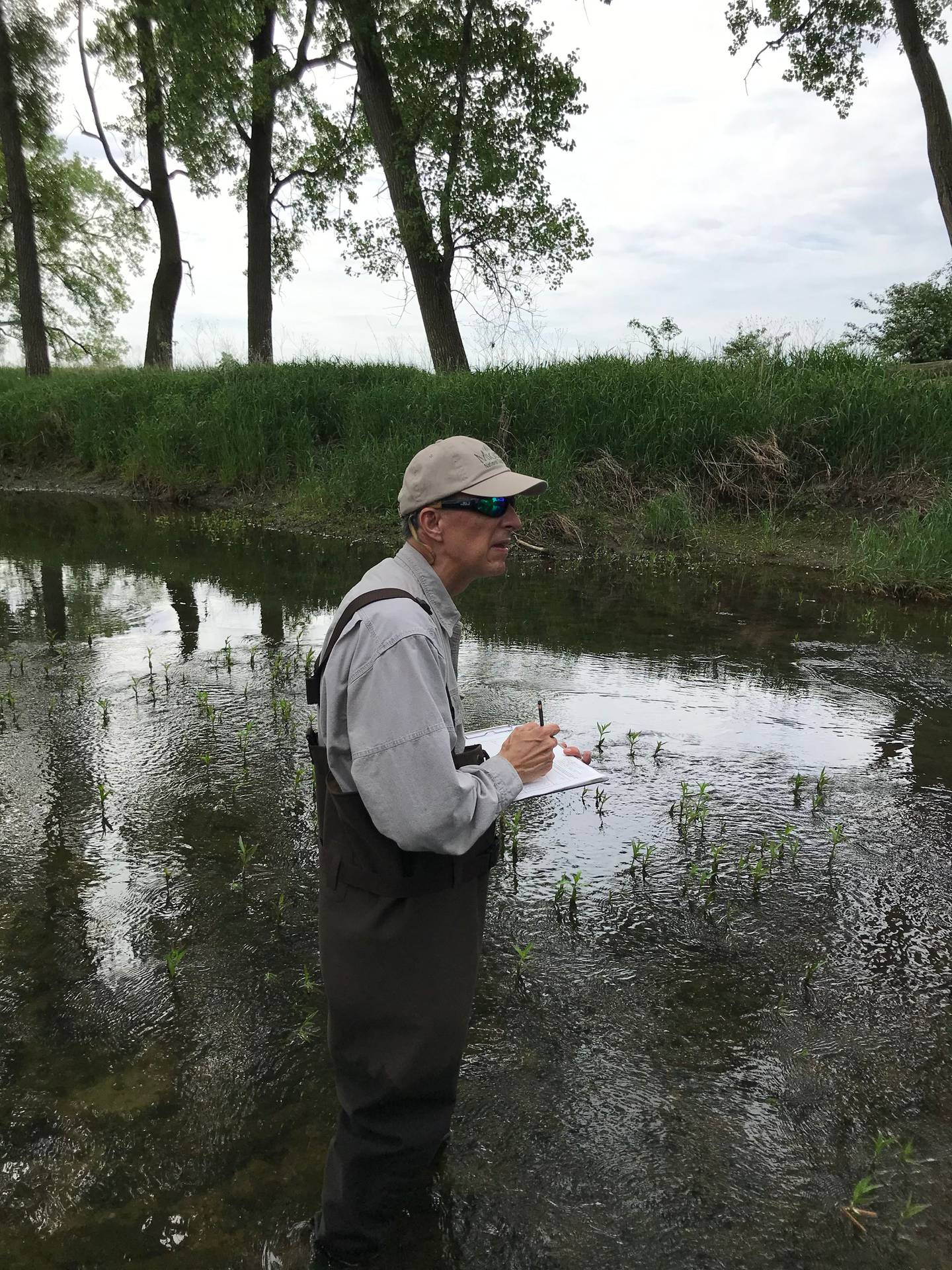 Plainfield resident Jim Pustz, a volunteer citizen scientist for Illinois RiverWatch, helps monitor stream at Midewin National Tallgrass Prairie in Wilmington. 
Pustz recently received the RiverWatch Lifetime Achievement Award.