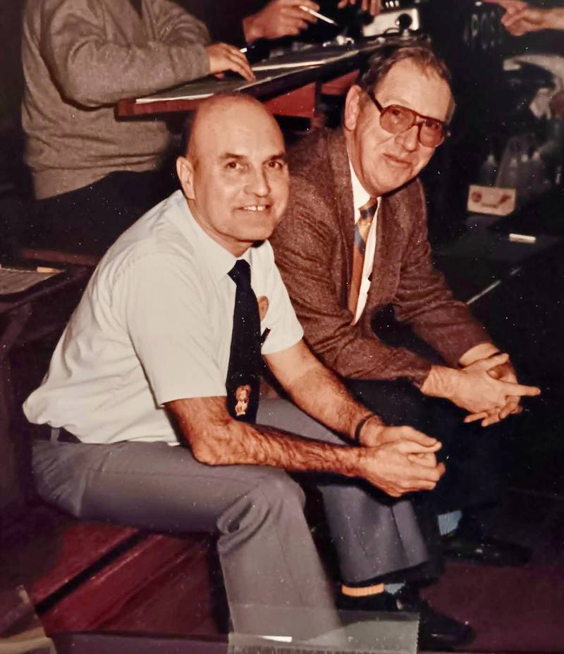 Bill Kaiser, shown with his coaching partner and dear friend, the late Mike Kesseler, passed away on Tuesday, June 3 at the age of 96. The Hall of Fame Logan Junior High Coach leaves behind a lifetime of memories and life lessons for the kidss he coach from 1959-87.