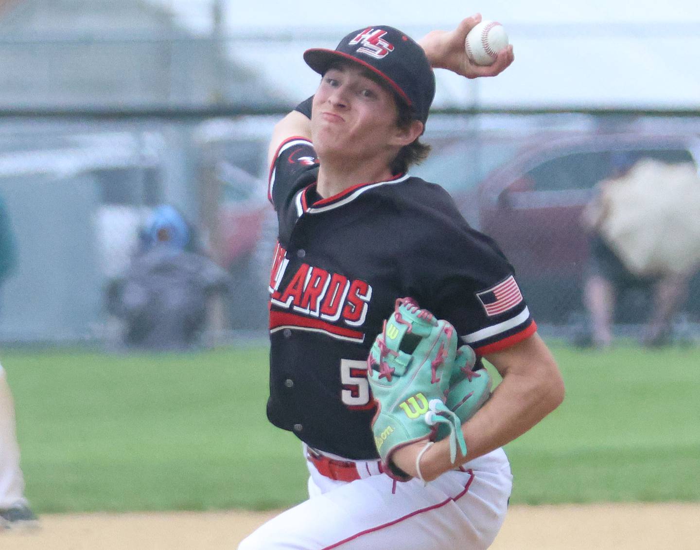 Henry-Senachwine pitcher Jacob Miller lets go of a throw to Woodland on Tuesday, May 12, 2026 at Woodland High School.