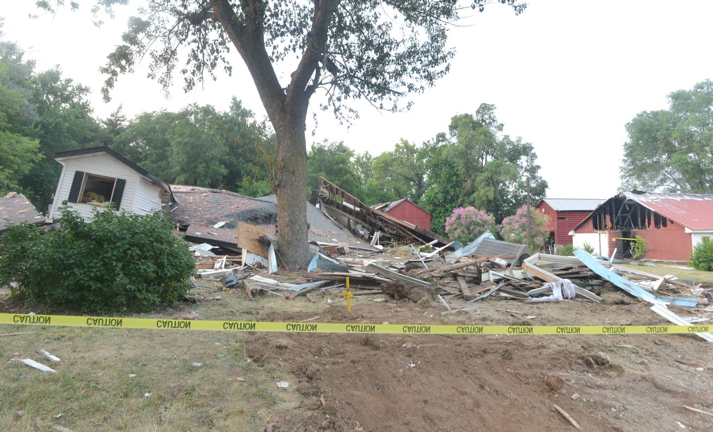 A home 3 miles northeast of Stillman Valley in the 9000 block of East High Road was leveled Friday afternoon. Several Nicor Gas trucks and the Illinois State Fire Marshal remained on the scene Friday evening.