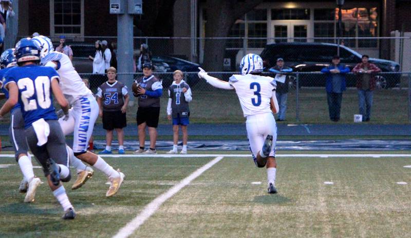 Princeton’s Ace Cristiansen runs for a touchdown during a game at Newman on Friday, Sept. 8, 2023.