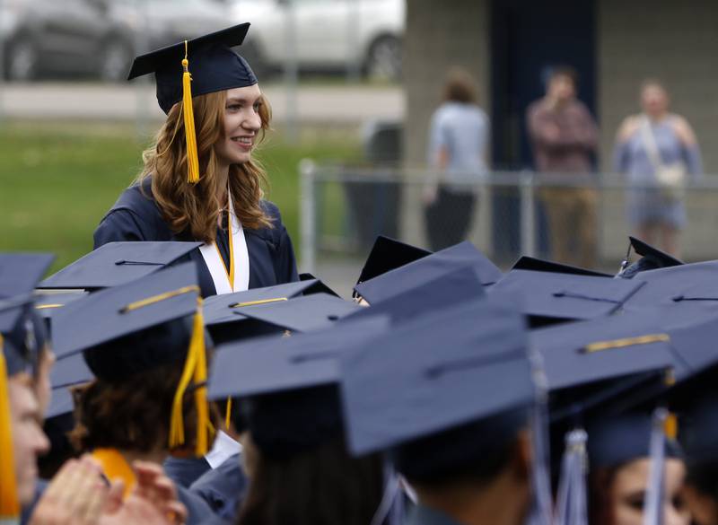 Erin Wadzinski is recognized during the graduation ceremony for the class of 2023 at Cary-Grove High School in Cary.