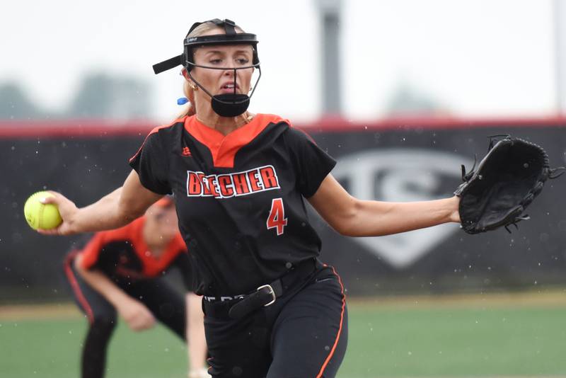 Beecher's Ava Lorenzatti throws a pitch during the Class 2A State championship game against Carterville Saturday, June 7, 2025 at the Louisville Slugger Complex in Peoria.