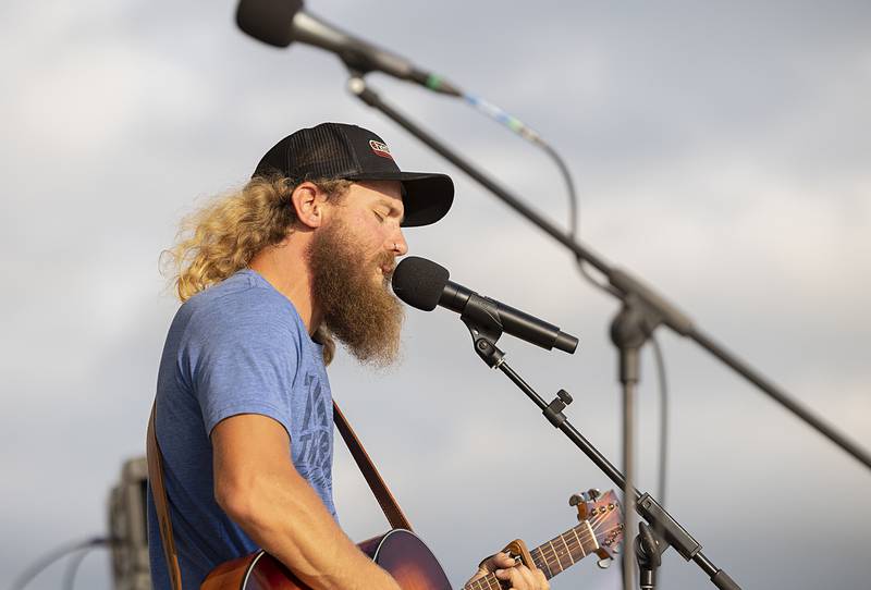 Brenner Bushman performs Tom Petty’s “Free Fallin’” Thursday, Aug. 9, 2024 in the finals of Rock Falls Tourism’s Sauk Valley Talent Competition.