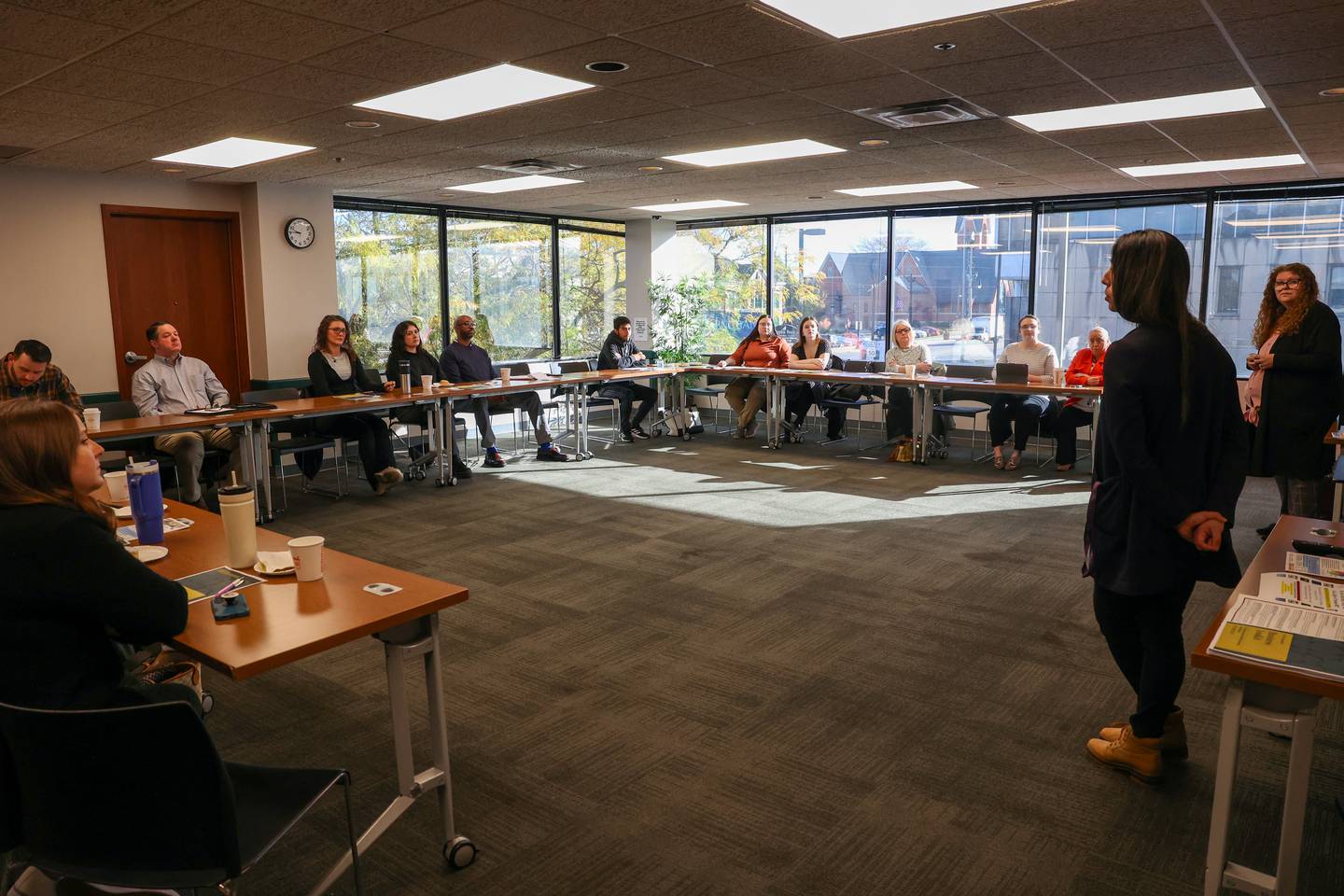 Local business owners, workers and community leaders gather for the first-ever workshop introducing the Business Toolkit for Interactions with Homeless Individuals on Monday, Oct. 27, 2025, at the Kankakee Public Library.