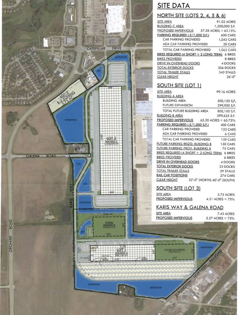 Karis Acquisitions, LLC of Schaumburg is seeking village of Montgomery approval to subdivide, rezone and develop the vacant parcel near the southeast corner of Orchard Road and Caterpillar Drive as the Karis Center for Commerce. Orchard Road is shown on the map to the left. (Map courtesy of the village of Montgomery)