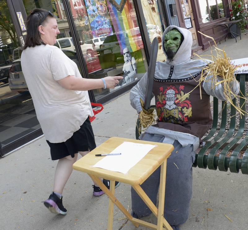 The scarecrow in front of Goblin Gaming, along LaSalle St greets those passing by Saturday during the annual Scarecrow Festival in Ottawa.