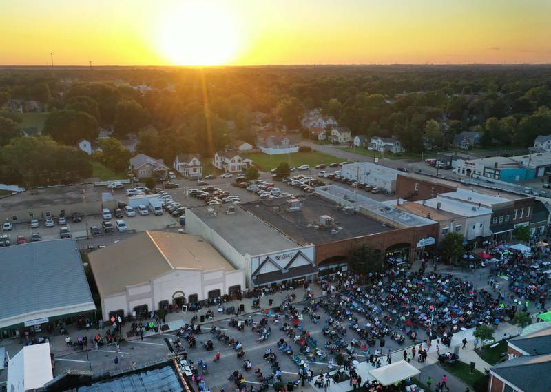 The sun sets over the Down on Main Street Concert Series featuring Dillion Carmichael on Friday, Aug. 9, 2024 in Princeton.