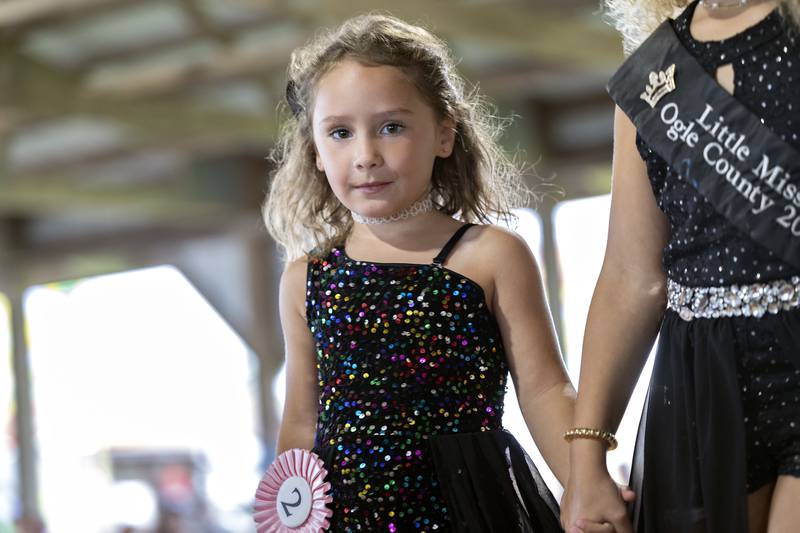 Wrenlee Macklin, 5, competes in the Little Miss Ogle County pageant, Thursday, July 30, 2025, at the Ogle County Fairgrounds.