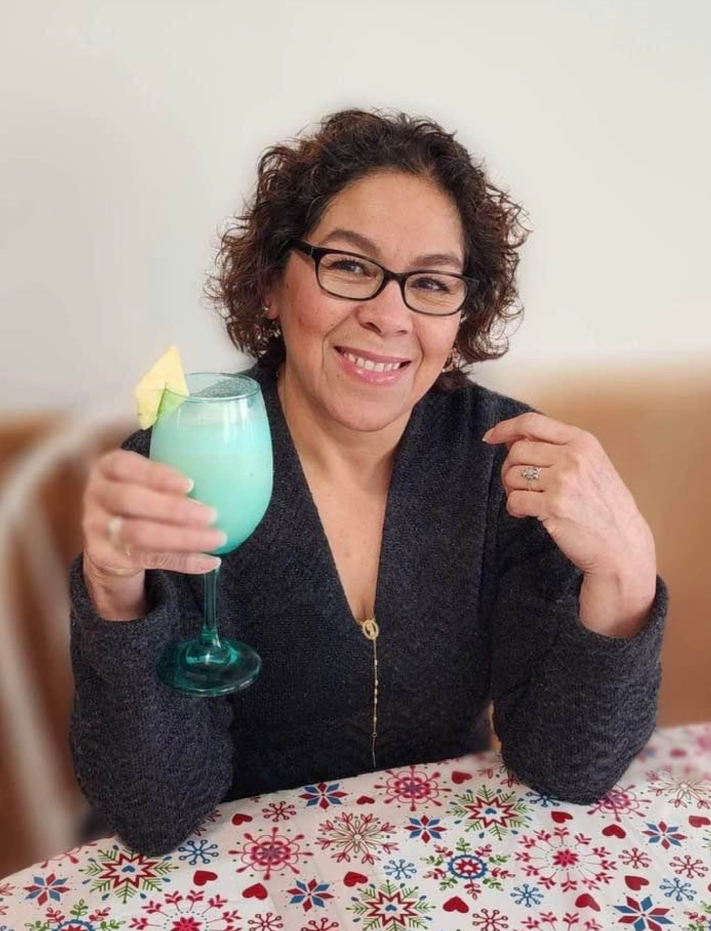 Graciela Reza Contreras, of DeKalb, poses with drink in hand in this photo dated May 2021. Reza Contreras was killed in a fatal car crash in DeKalb Sunday, Nov. 5, 2023 allegedly caused by an off-duty police officer driving under the influence of alcohol, police said.
