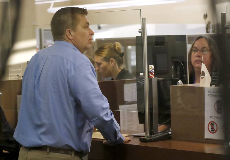 McHenry County Board member Mike Shorten files his paperwork for his election to precinct committeeman, a Republican Party position, on Monday, Oct. 27, 2025, at the McHenry County Clerk's Office in Woodstock. The primary is in March 2026.