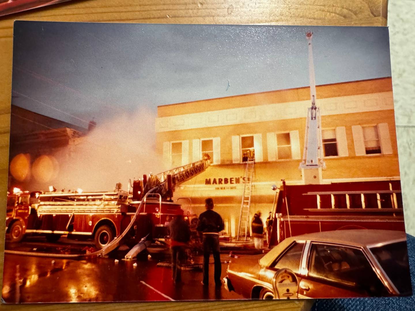 Morris firefighters put out a fire at Marben's Clothing Store.
