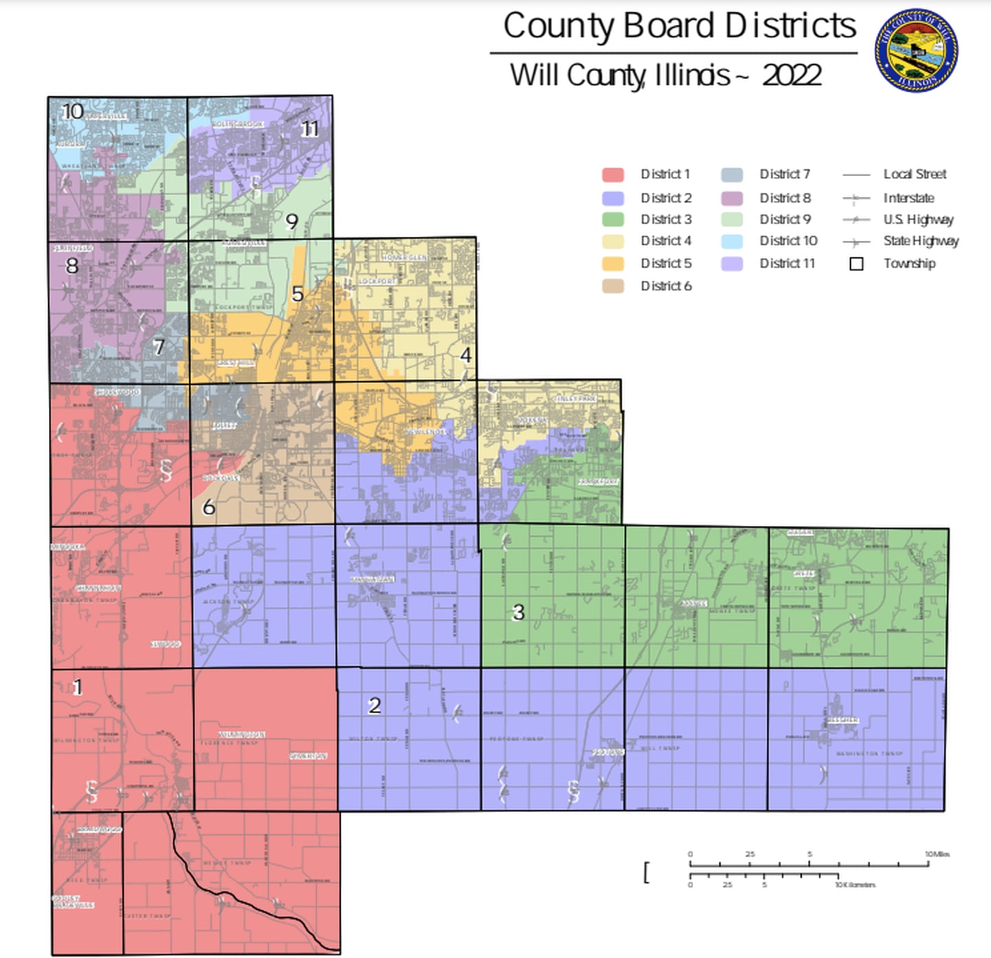 will county board, map, districts, government