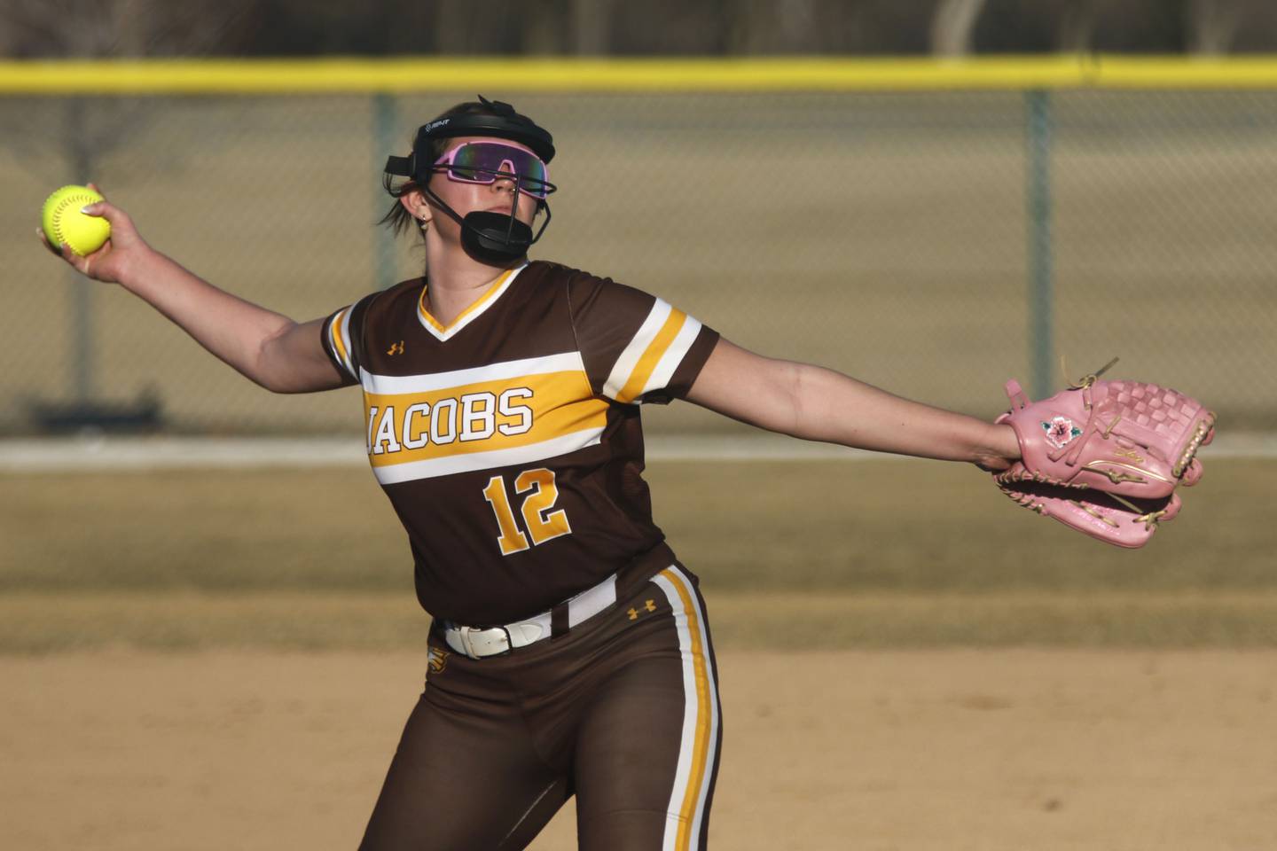 Jacobs' Skylee Ferrante throws a pitch during a nonconference softball game against Marengo on Monday, March 9, 2026, at Marengo High School.