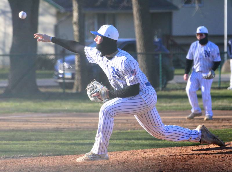 Newark's Toby Steffen lets go of a throw to Marquette on Monday, March 23, 2026 at Newark High School.