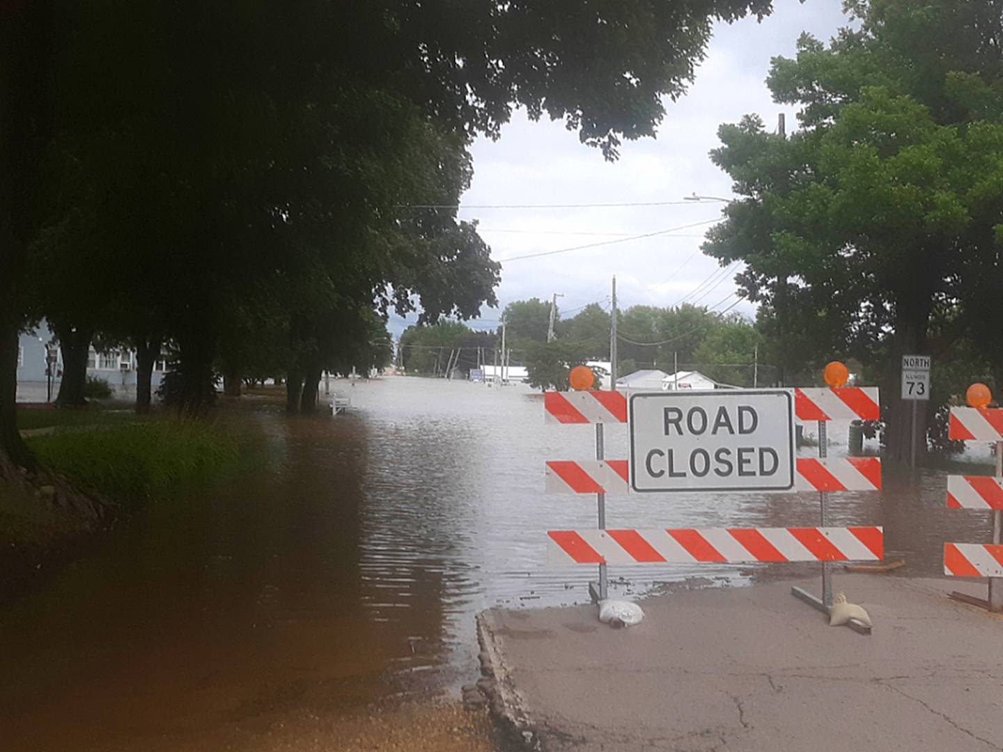 Route 73 in Pearl City flooded after all the rain Sunday and Monday, forcing some of the Eastland-Pearl City football players to miss the first day of practice.