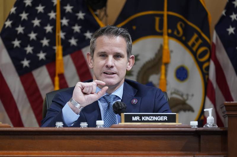 Rep. Adam Kinzinger, R-Ill., speaks as the House select committee investigating the Jan. 6 attack on the U.S. Capitol continues to reveal its findings of a year-long investigation, at the Capitol in Washington, Thursday, June 23, 2022. (AP Photo/J. Scott Applewhite)