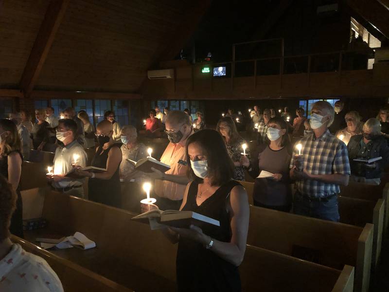 A candle light service capped a peace vigil against gun violence held Tuesday, July 26, 2022, at St. Paul's United Church of Christ. Five area congregations were invited to pray together.